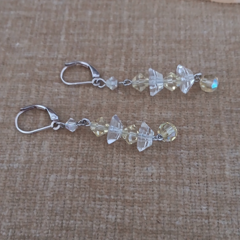 Silver Leverback  Beaded Earrings